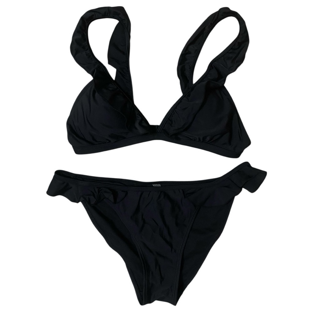 NWOT Amazon Black Ruffled Bikini Swimwear Set Size Large